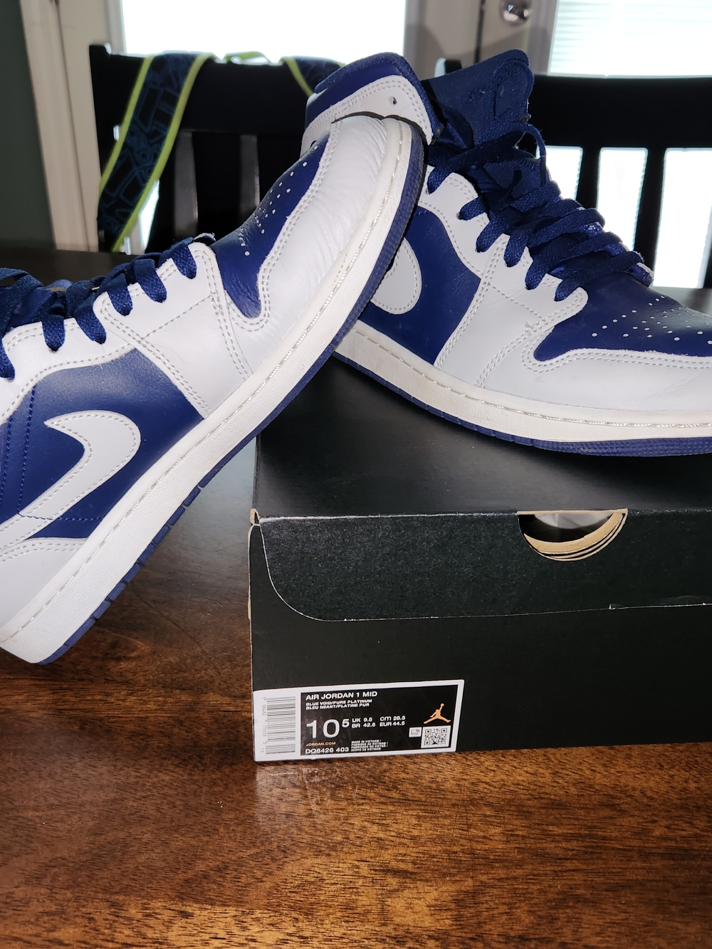 Nike Air Jordan 1 Mid — White & Royal Blue Men's Sneakers